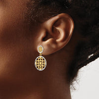 14K Yellow Gold and Rhodium Diamond-Cut Dangle Post Earrings by 0