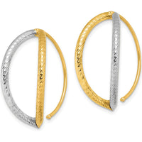 14K Yellow Gold and Rhodium Diamond-Cut Dual-Tone Marquise Threader Earrings by 0