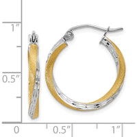 14K Yellow Gold & Rhodium Diamond-Cut Twisted Hoop Earrings - 2.5mm Thickness by 0