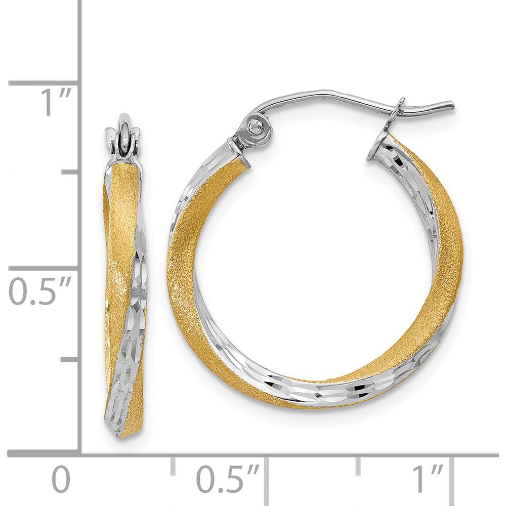 14K Yellow Gold & Rhodium Diamond-Cut Twisted Hoop Earrings - 2.5mm Thickness by 0