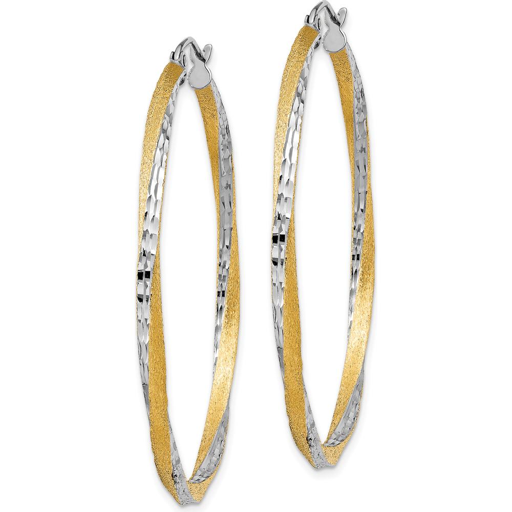 14K Yellow Gold & Rhodium Diamond-Cut Twisted Hoop Earrings - 45mm by 0