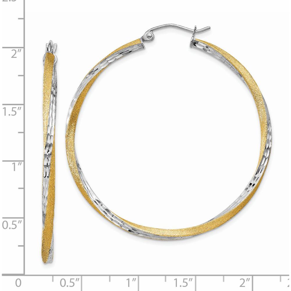 14K Yellow Gold & Rhodium Diamond-Cut Twisted Hoop Earrings - 45mm by 0