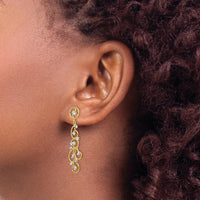 14K Yellow Gold and Rhodium Filigree Dangle Earrings with Diamond-Cut Accents by 0
