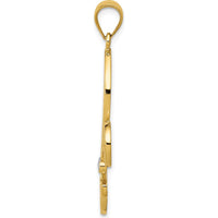 14K Yellow Gold and Rhodium Filigree Fleur de Lis Pendant by Oro Pregiato