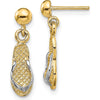 14K Yellow Gold and Rhodium Flip Flop Dangle Earrings - Polished Finish by 0