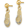 14K Yellow Gold and Rhodium Flip Flop Dangle Earrings - Polished Finish by 0