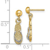 14K Yellow Gold and Rhodium Flip Flop Dangle Earrings - Polished Finish by 0