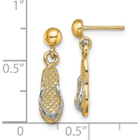 14K Yellow Gold and Rhodium Flip Flop Dangle Earrings - Polished Finish by 0