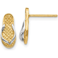 14K Yellow Gold and Rhodium Flip Flop Earrings - Polished Finish by Oro Pregiato