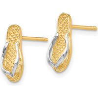 14K Yellow Gold and Rhodium Flip Flop Earrings - Polished Finish by Oro Pregiato