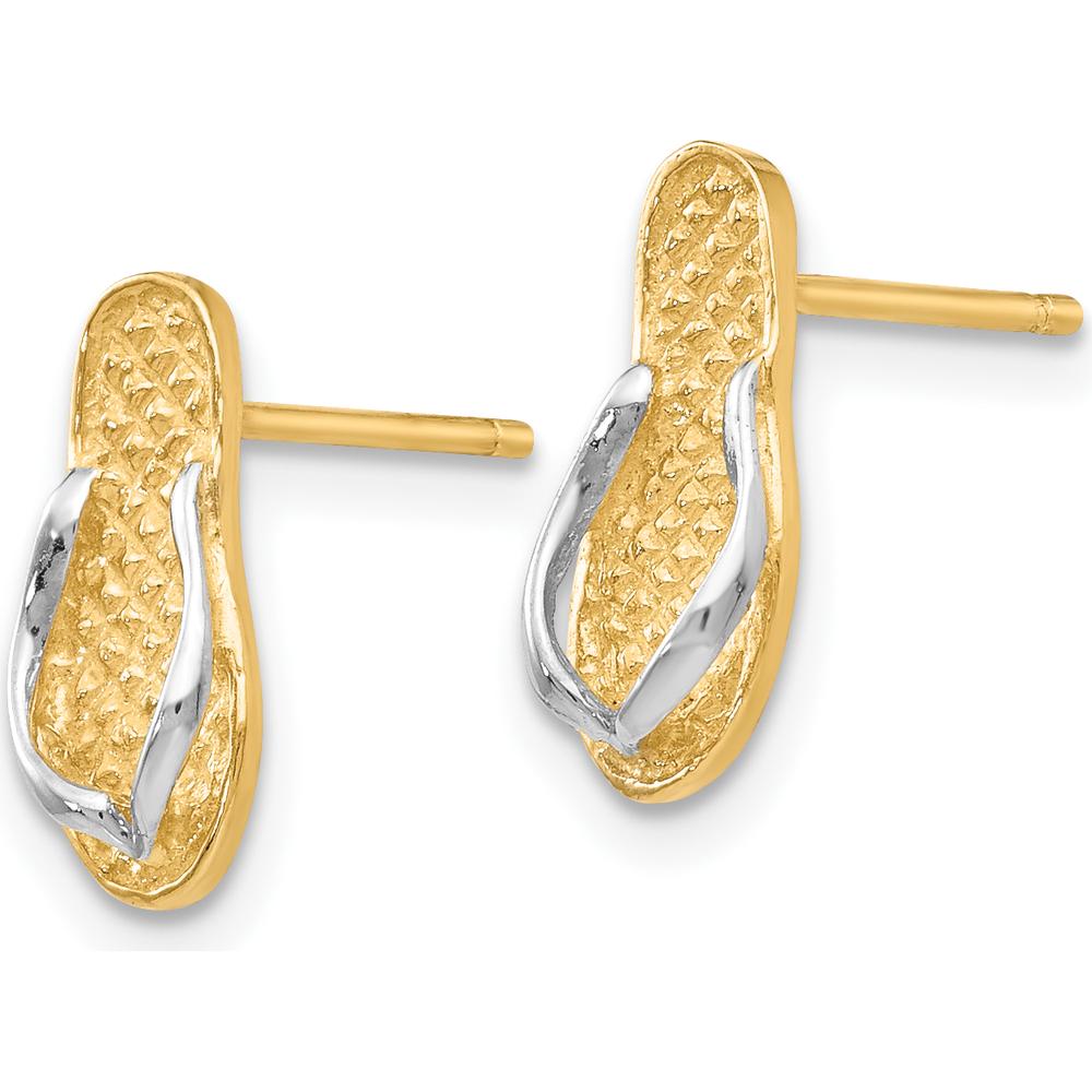 14K Yellow Gold and Rhodium Flip Flop Earrings - Polished Finish by Oro Pregiato