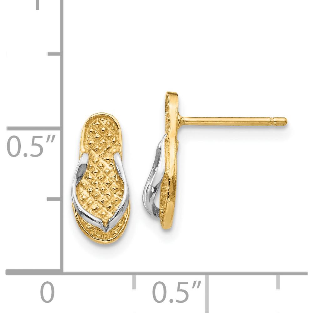 14K Yellow Gold and Rhodium Flip Flop Earrings - Polished Finish by Oro Pregiato