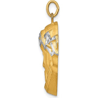 14K Yellow Gold and Rhodium Jesus Pendant with Crown of Thorns Design by Oro Pregiato