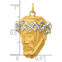 14K Yellow Gold and Rhodium Jesus Pendant with Crown of Thorns Design by Oro Pregiato