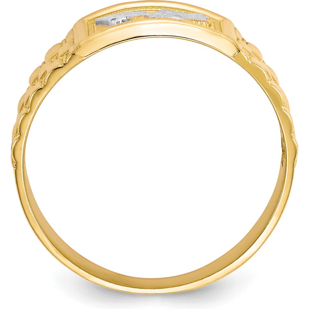 14K Yellow Gold and Rhodium Men's Eagle Ring with Polished Finish by IBGoodman