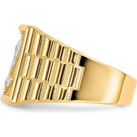 14K Yellow Gold and Rhodium Men's Eagle Ring with Polished Finish by IBGoodman