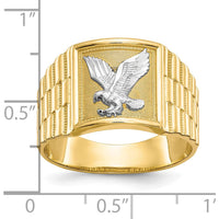 14K Yellow Gold and Rhodium Men's Eagle Ring with Polished Finish by IBGoodman