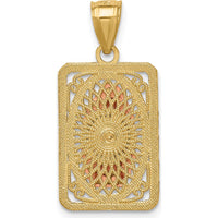 14K Yellow Gold & Rhodium Our Lady of Guadalupe Diamond-cut Pendant - 26mm Length by Oro Pregiato