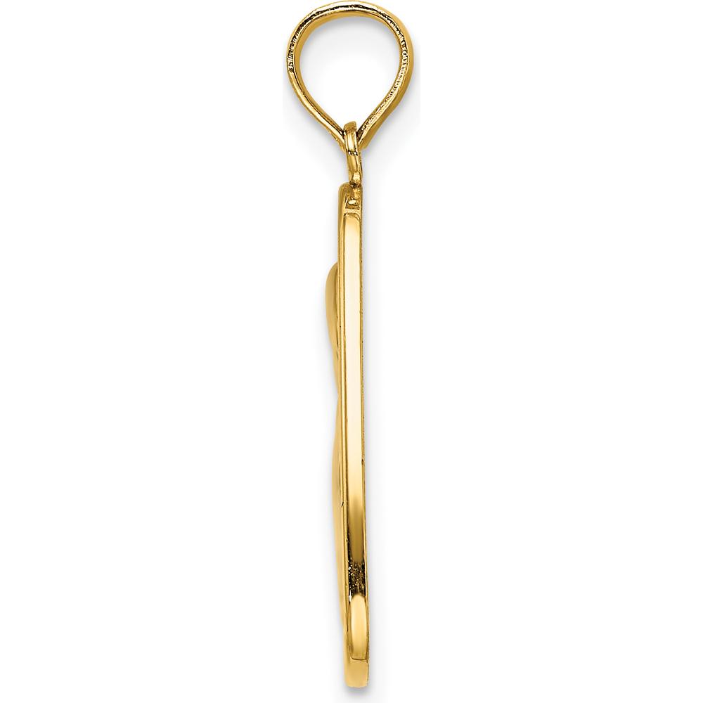 14K Yellow Gold and Rhodium Plated Angel Praying Pendant with Halo on Triangle Disc - Spiritual Jewelry by Oro Pregiato