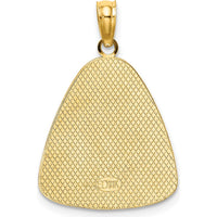 14K Yellow Gold and Rhodium Plated Angel Praying Pendant with Halo on Triangle Disc - Spiritual Jewelry by Oro Pregiato