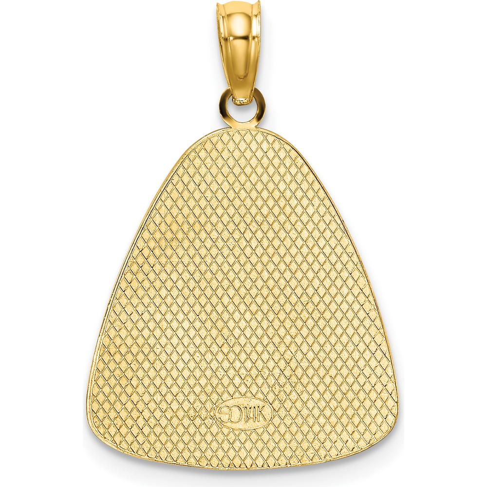 14K Yellow Gold and Rhodium Plated Angel Praying Pendant with Halo on Triangle Disc - Spiritual Jewelry by Oro Pregiato