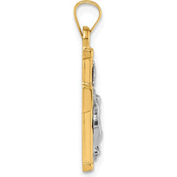 14K Yellow Gold and Rhodium Polished INRI Crucifix Cross Pendant - 26.4mm Length by Oro Pregiato