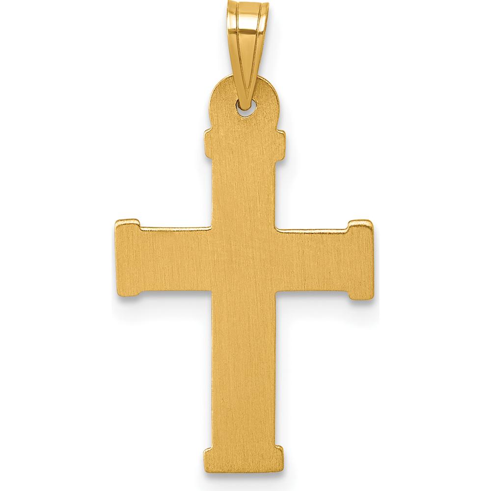 14K Yellow Gold and Rhodium Polished INRI Crucifix Cross Pendant - 26.4mm Length by Oro Pregiato