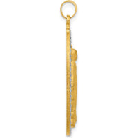 14K Yellow Gold and Rhodium Polished Miraculous Medal Oval Pendant - Faith-Inspired Charm by Oro Pregiato