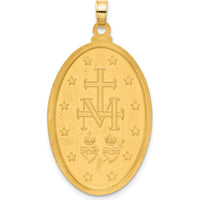 14K Yellow Gold and Rhodium Polished Miraculous Medal Oval Pendant - Faith-Inspired Charm by Oro Pregiato