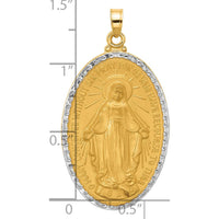 14K Yellow Gold and Rhodium Polished Miraculous Medal Oval Pendant - Faith-Inspired Charm by Oro Pregiato