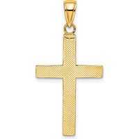 14K Yellow Gold and Rhodium Polished Tubular Cross Charm Pendant - 32.35mm Length by Oro Pregiato