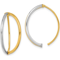 14K Yellow Gold and Rhodium Polished Two-Tone Twisted Hoop Threader Earrings by 0