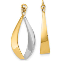 14K Yellow Gold & Rhodium Reversible Polished Dangle Earrings - 24mm Length by Oro Pregiato
