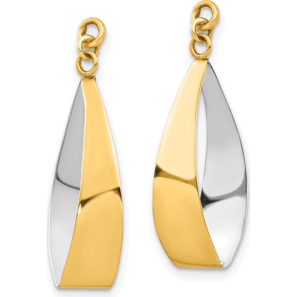 14K Yellow Gold & Rhodium Reversible Polished Dangle Earrings - 24mm Length by Oro Pregiato