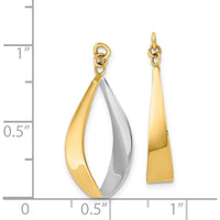 14K Yellow Gold & Rhodium Reversible Polished Dangle Earrings - 24mm Length by Oro Pregiato
