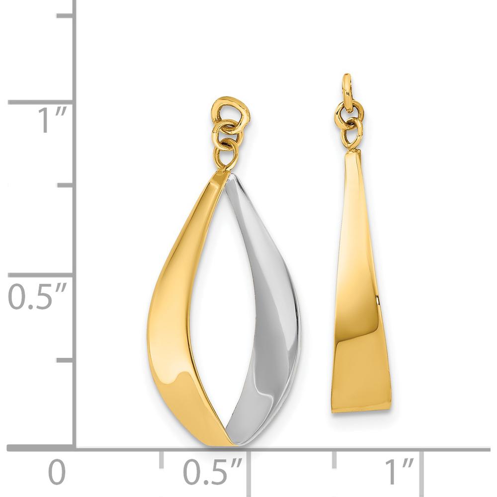 14K Yellow Gold & Rhodium Reversible Polished Dangle Earrings - 24mm Length by Oro Pregiato