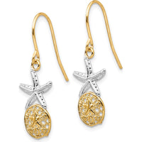 14K Yellow Gold & Rhodium Starfish with Sand Dollar Drop Earrings by 0