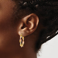 14K Yellow Gold & Rhodium Twisted Hoop Earrings - 19mm Length by 0