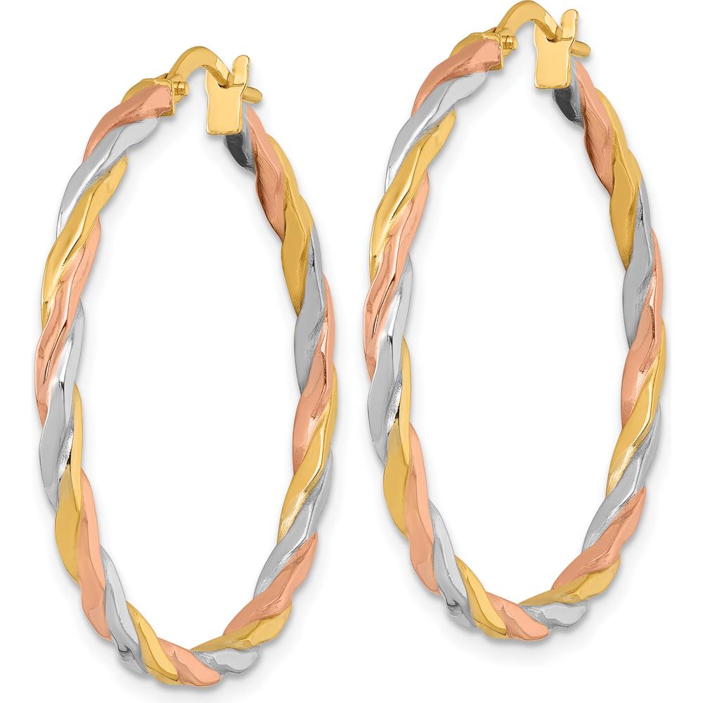 14K Yellow Gold and Rhodium Twisted Hoop Earrings - 34mm x 36mm by 0