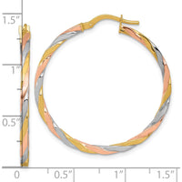 14K Yellow Gold and Rhodium Twisted Hoop Earrings - 34mm x 36mm by 0
