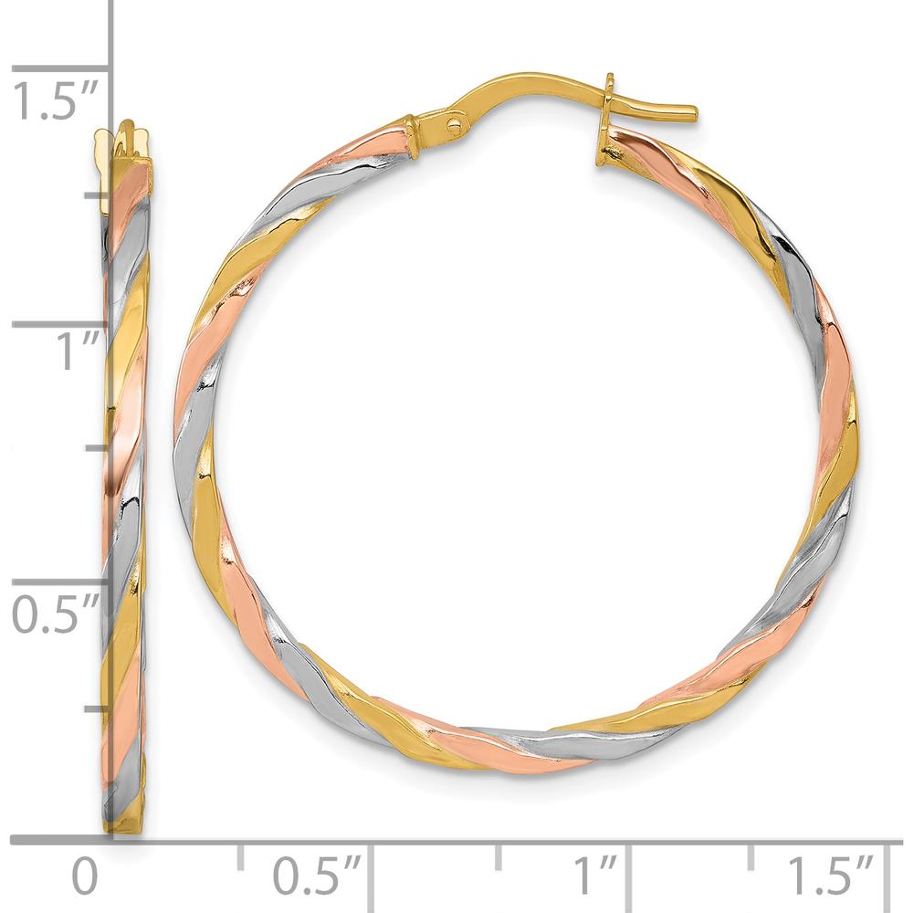 14K Yellow Gold and Rhodium Twisted Hoop Earrings - 34mm x 36mm by 0