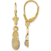 14K Yellow Gold and Rhodium Two-Tone Flip Flop Leverback Drop Earrings by 0