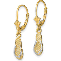 14K Yellow Gold and Rhodium Two-Tone Flip Flop Leverback Drop Earrings by 0