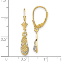 14K Yellow Gold and Rhodium Two-Tone Flip Flop Leverback Drop Earrings by 0