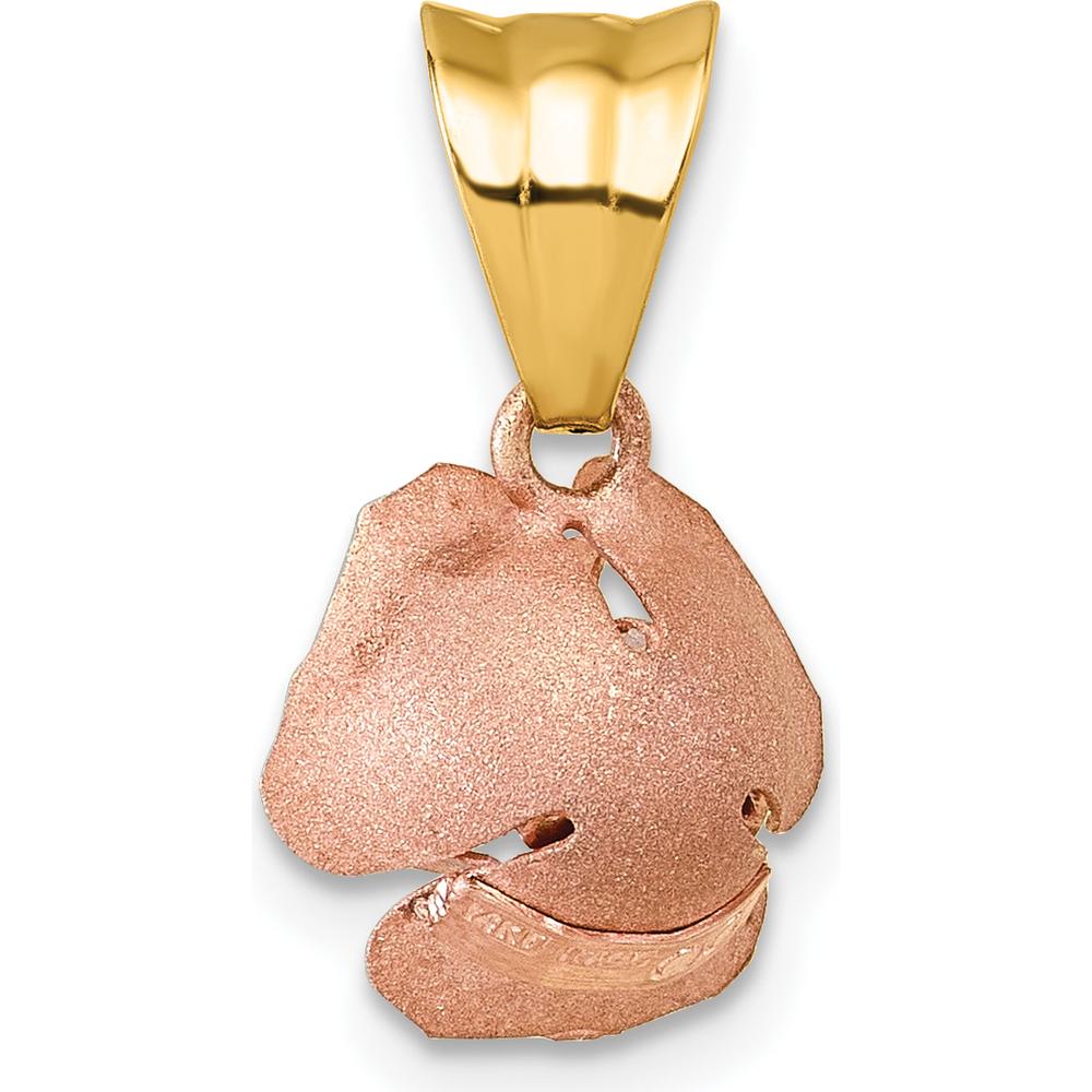 14K Yellow Gold and Rose-Tone Rhodium Brushed Rose Flower Pendant with Satin Finish by 0