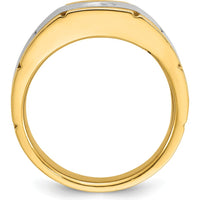 14K Yellow Gold and Satin Diamond Men's Band with Bezel Set Round Diamond by IBGoodman