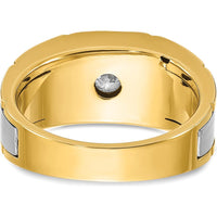 14K Yellow Gold and Satin Diamond Men's Band with Bezel Set Round Diamond by IBGoodman