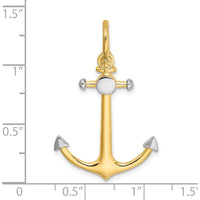 14K Yellow Gold and White Rhodium 3D Anchor Charm with Shackle Bail - 36.95mm Length by Oro Pregiato