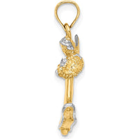 14K Yellow Gold and White Rhodium 3D Angel Playing Violin Charm - 25.25mm Length by Oro Pregiato