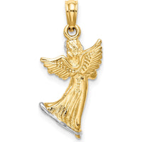 14K Yellow Gold and White Rhodium 3D Angel Playing Violin Charm - 25.25mm Length by Oro Pregiato